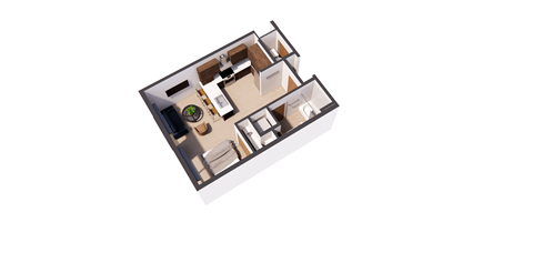 Floor plan for studio, 1 bath, 676 sqft